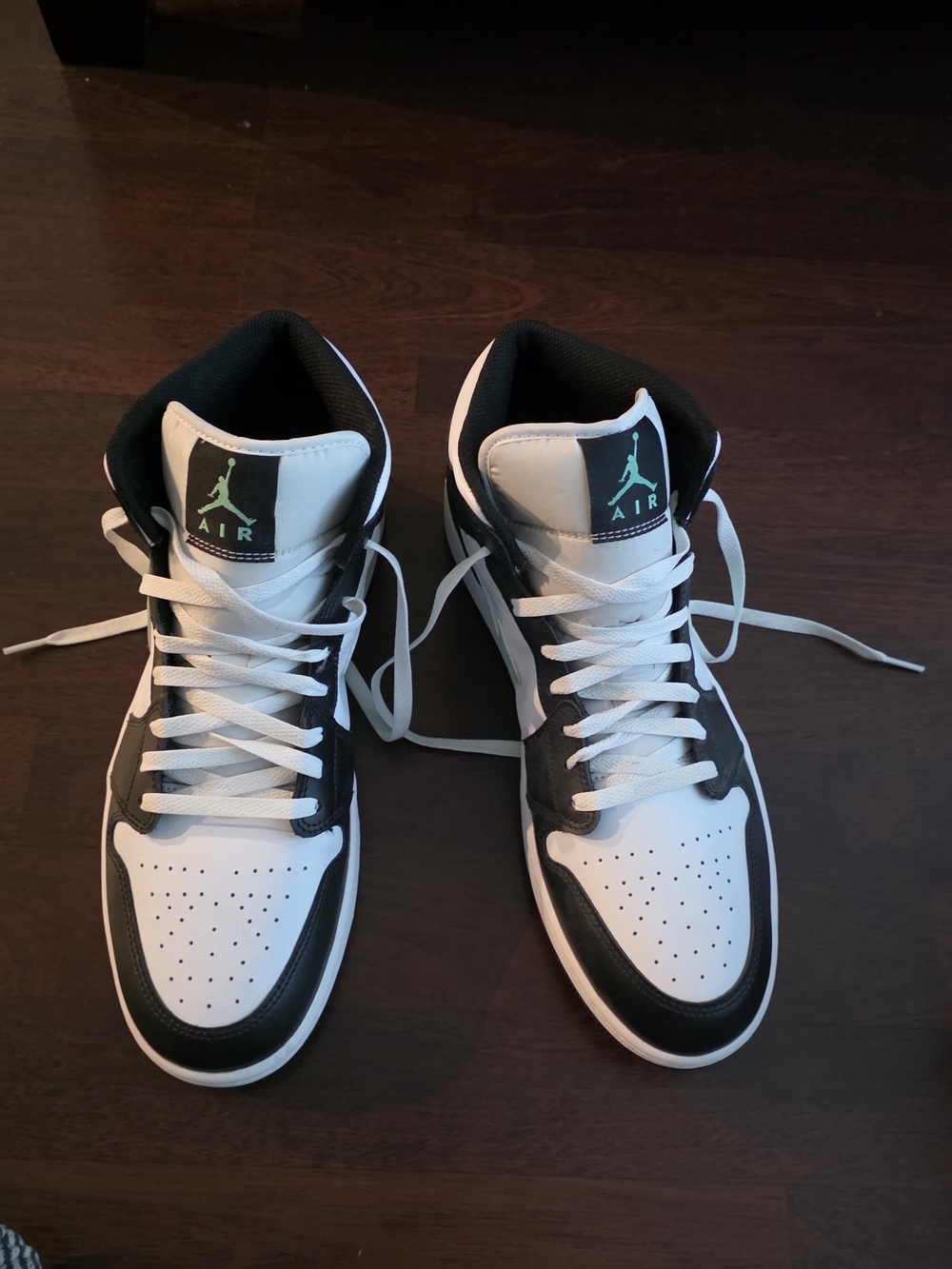 Brand New Jordan 1 Mid Sneakers - Black, White, Teal Size 13 Men's